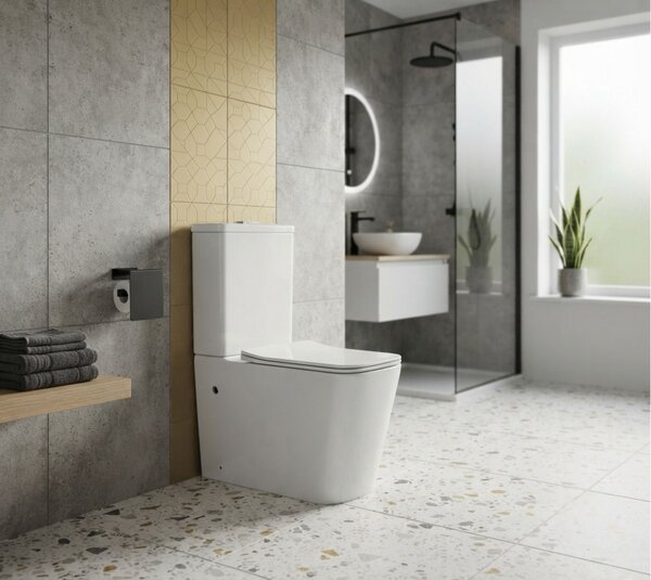Erga Jotta, WC kombi misa 640x365x820 mm, Rimless + toaletné sedadlo, biela lesklá, ERG-V03-JOTTA-RIM-WH