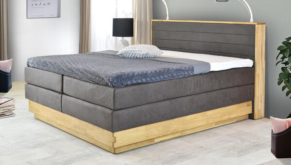 Dubová posteľ boxspring s úložným priestorom vrátane matracov (MONETA 160x200)
