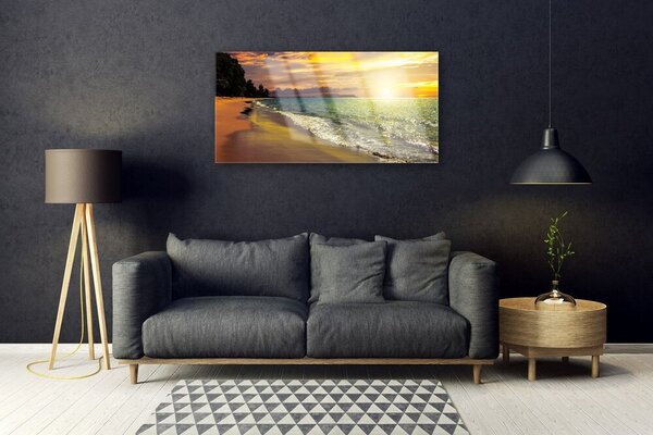 Obraz na skle Slnko pláž more krajina 100x50 cm 2 Prívesky