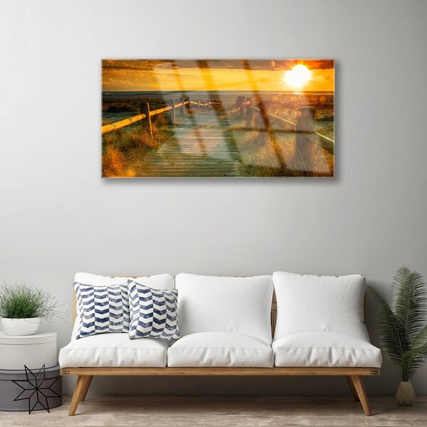 Obraz na skle Západ slnka architektúra 100x50 cm 2 Prívesky