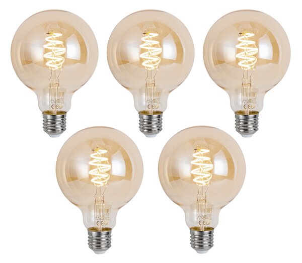 Sada 5 inteligentných stmievateľných LED žiaroviek E27 G95 Amber 4,9W 320 lm 2500K Zigbee