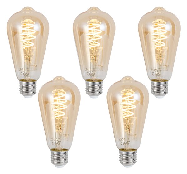 Sada 5 inteligentných stmievateľných LED žiaroviek E27 ST64 Amber 4,9 W 320 lm 2500 K Zigbee