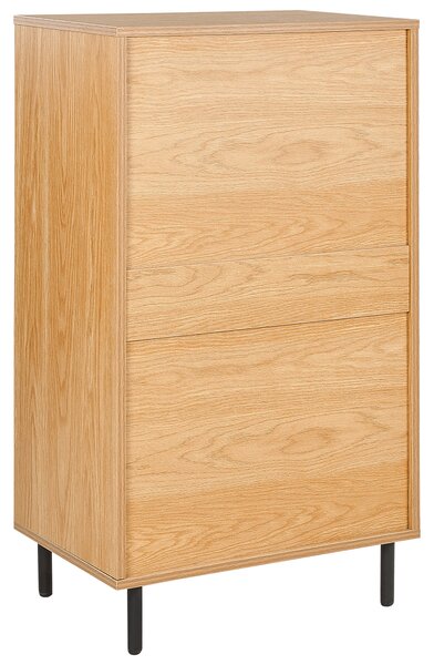 Komoda svetlé drevo MDF 104 x 60 x 40 cm čierne kovové nohy 4 zásuvky úložný priestor moderný štýl obývačka spálňa predsieň