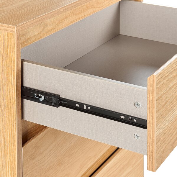 Komoda svetlé drevo MDF 104 x 60 x 40 cm čierne kovové nohy 4 zásuvky úložný priestor moderný štýl obývačka spálňa predsieň