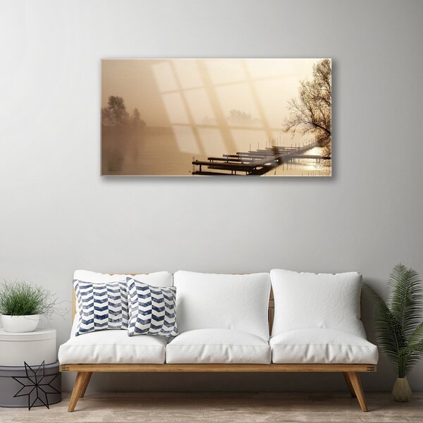 Obraz na skle Most voda hmla krajina 100x50 cm 2 Prívesky