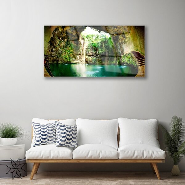 Obraz na skle Vodopád príroda 100x50 cm 2 Prívesky