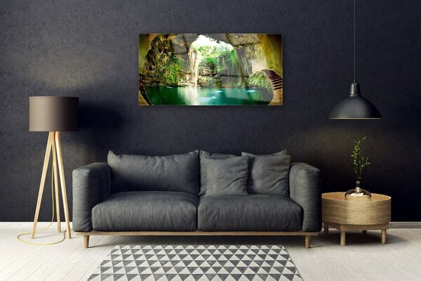 Obraz na skle Vodopád príroda 100x50 cm 2 Prívesky