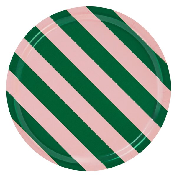 Podnos Stripe, Pink / Emerald, Stredné – Hem