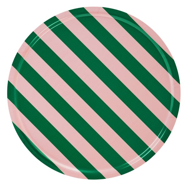 Podnos Stripe, Pink / Emerald, Stredné – Hem
