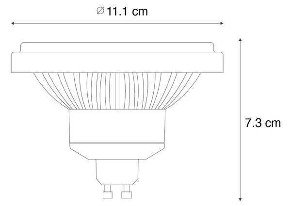 GU10 Stmievateľná LED žiarovka 111 mm 10,5 W 770 lm 3000K