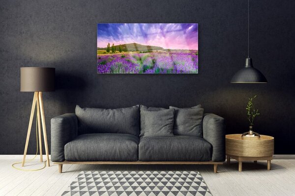 Obraz na skle Lúka kvety hory príroda 100x50 cm 2 Prívesky