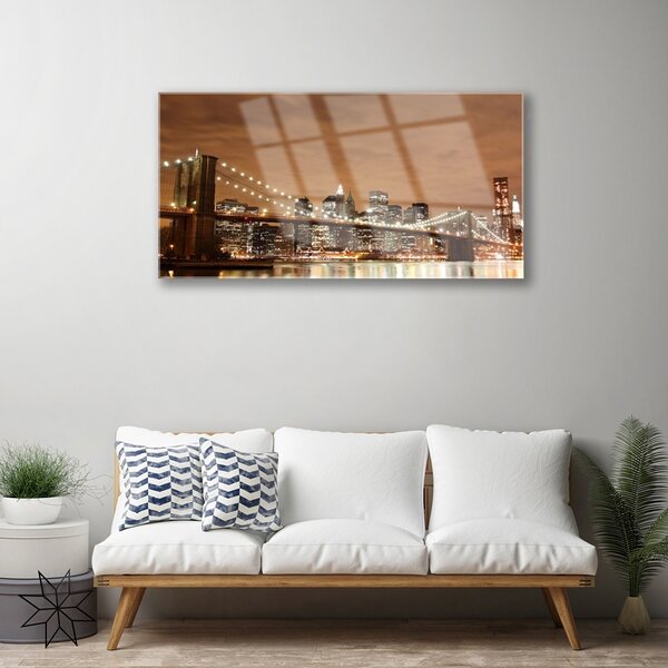 Obraz na skle Most mesto architektúra 100x50 cm 2 Prívesky