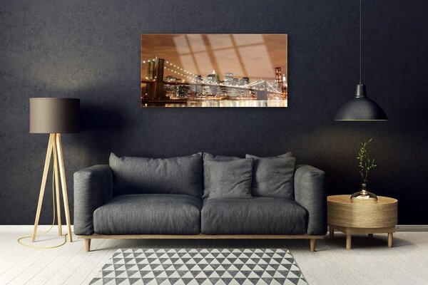 Obraz na skle Most mesto architektúra 100x50 cm 2 Prívesky