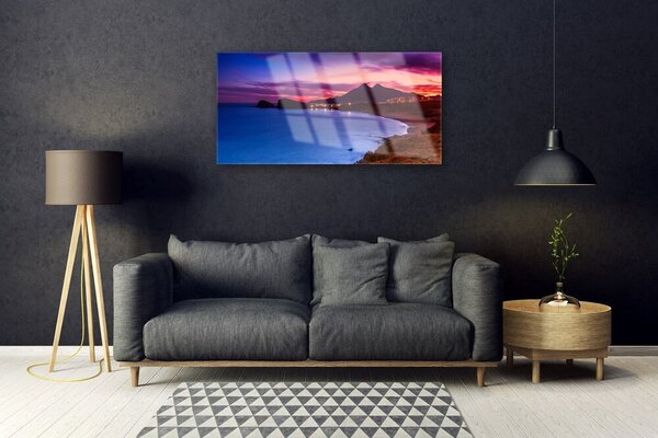 Obraz na skle More pláž hory príroda 100x50 cm 2 Prívesky