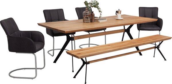 JEDÁLENSKÝ STÔL, divoký dub, čierna, farba duba, 220/100/76 cm Linea Natura - Stoly