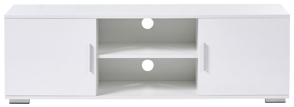 TV stolík biely MDF moderná skrinka pod televízor otvor na káble obývacia izba