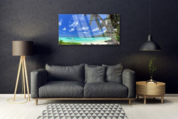 Obraz na skle Palma strom more krajina 100x50 cm 2 Prívesky