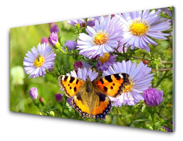 Nástenný panel  Kvety motýľ príroda 125x50 cm