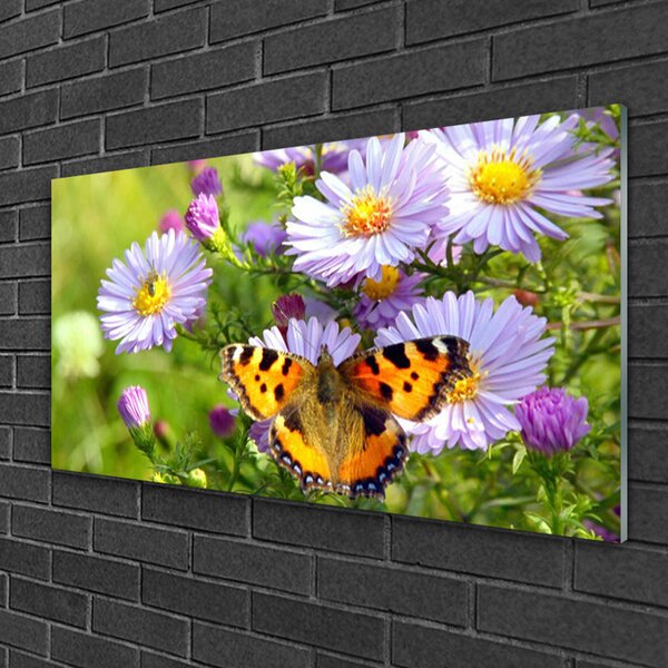 Obraz na skle Kvety motýľ príroda 100x50 cm 2 Prívesky