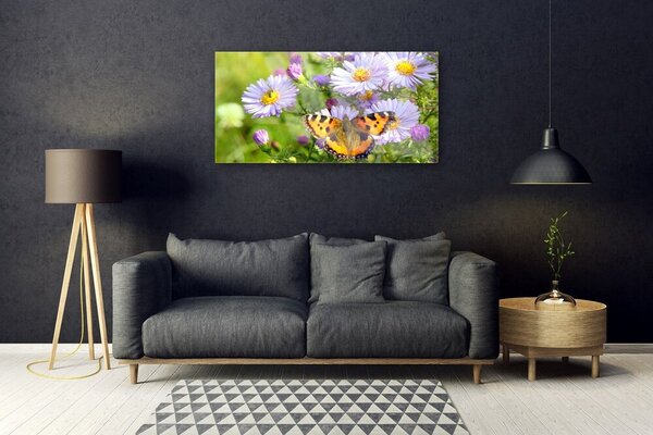 Obraz na skle Kvety motýľ príroda 100x50 cm 2 Prívesky