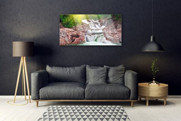Obraz na skle Vodopád príroda 100x50 cm 2 Prívesky