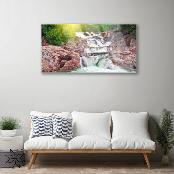Obraz na skle Vodopád príroda 100x50 cm 2 Prívesky