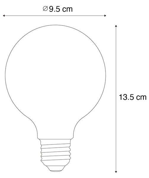 Sada 5 ks Stmievateľná LED žiarovka E27 opálové sklo G95 5W 450lm 2200K