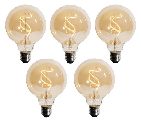 Sada 5 ks E27 Stmievateľná LED žiarovka so špirálovým vláknom G95 4W 270lm 2200K