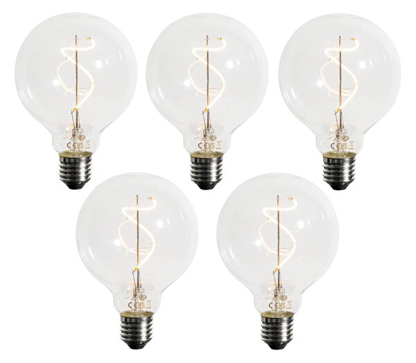 Sada 5 ks Stmievateľná LED žiarovka E27 so špirálovým vláknom G95 4W 270lm 2200K
