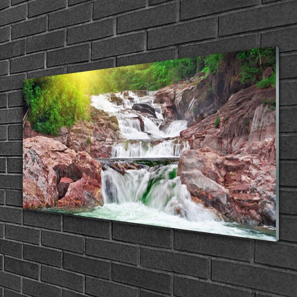 Obraz na skle Vodopád príroda 100x50 cm 2 Prívesky