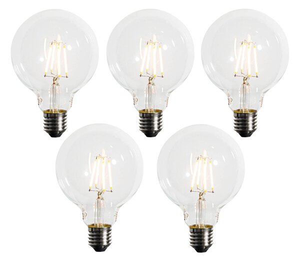 Sada 5 ks Stmievateľná LED žiarovka E27 G95 5W 450lm 2200K