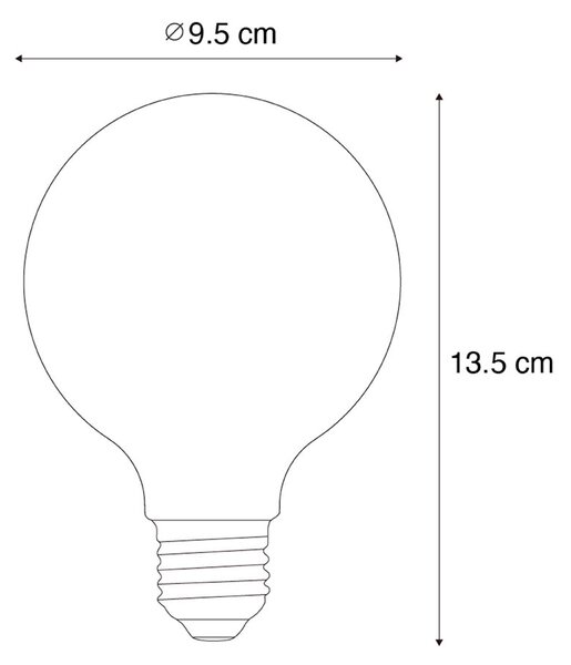 Sada 5 ks Stmievateľná LED žiarovka E27 G95 5W 450lm 2200K