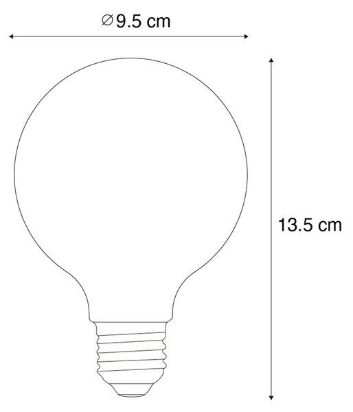 Sada 5 ks E27 Stmievateľná LED žiarovka so špirálovým vláknom G95 4W 270lm 2200K