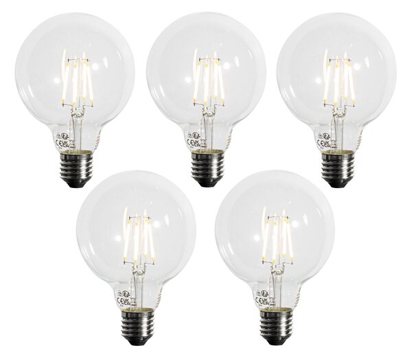 Sada 5 ks E27 3-stupňová stmievateľná LED žiarovka G95 4W 450lm 3000K