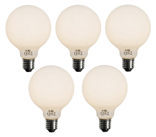 Sada 5 ks E27 3-stupňová stmievateľná LED žiarovka opálové sklo G95 4W 450lm 3000K