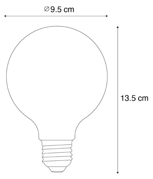 Sada 5 ks Stmievateľná LED žiarovka E27 so špirálovým vláknom G95 4W 270lm 2200K