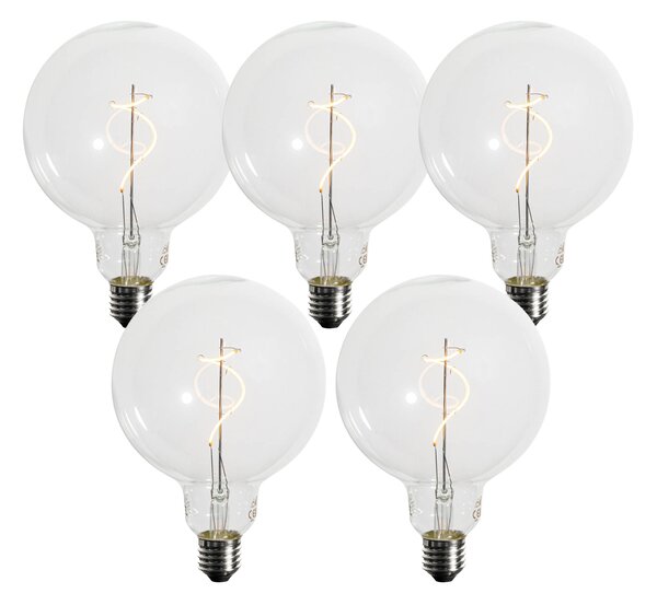 Sada 5 stmievateľných LED žiaroviek E27 so špirálovým vláknom G125 4W 270 lm 2200K