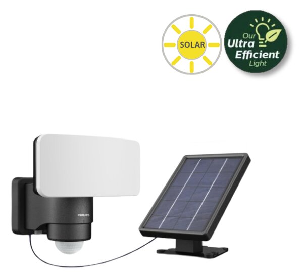 Philips 8720169362222 UltraEfficient Tylus solárne nástenné svietidlo so senzorom LED 6W 1000/50lm 5000K IP44 čierna
