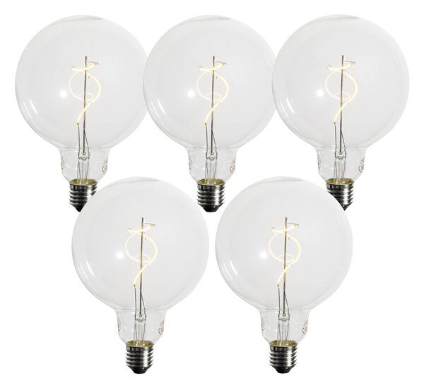 Sada 5 stmievateľných LED žiaroviek E27 so špirálovým vláknom G125 4W 270 lm 2700K