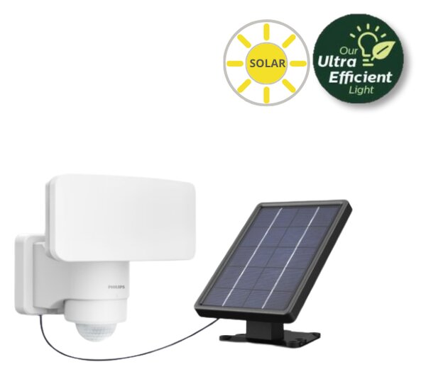 Philips 8720169362161 UltraEfficient Tylus solárne nástenné svietidlo so senzorom LED 6W 1000/50lm 3000K IP44 biela