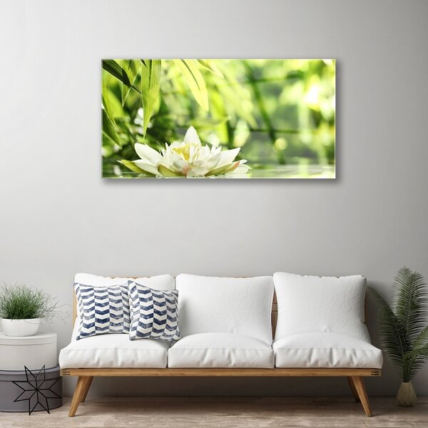 Obraz na skle Kvet listy 100x50 cm 2 Prívesky
