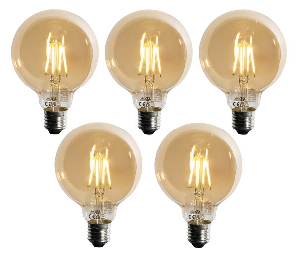 Sada 5 ks Stmievateľná LED žiarovka E27 G95 5W 450lm 2700K