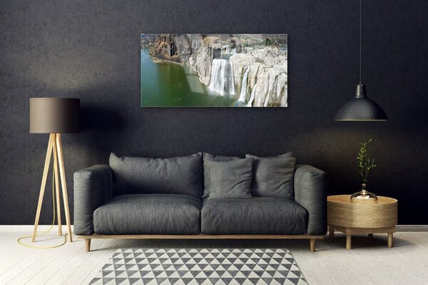 Obraz na skle Vodopád jazero príroda 100x50 cm 2 Prívesky