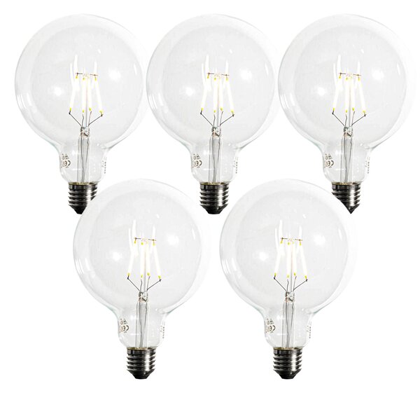 Sada 5 ks Stmievateľná LED žiarovka E27 so špirálovým vláknom G125 5W 450lm 2200K