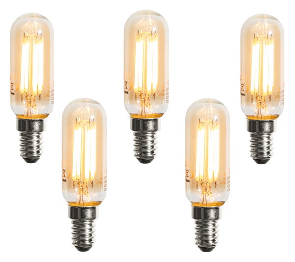 Sada 5 stmievateľných LED žiaroviek E14 zlatá T25 4W 300 lm 2200K