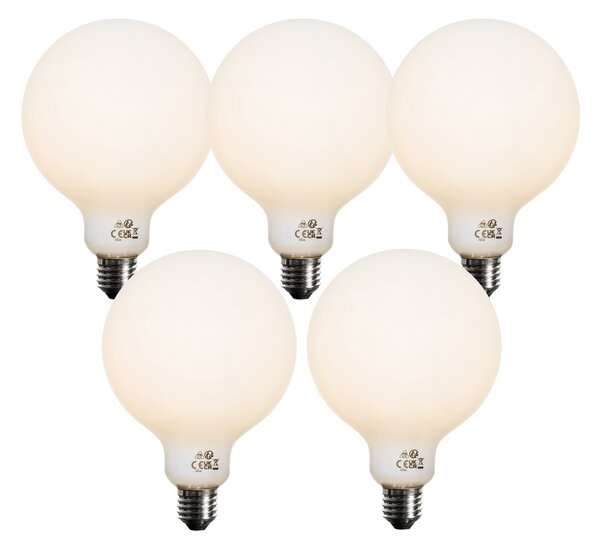 Sada 5 ks E27 3-stupňová stmievateľná LED žiarovka opálové sklo G125 4W 450lm 3000K