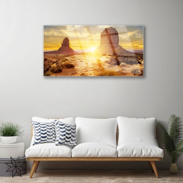 Obraz na skle Púšť slnko krajina 100x50 cm 2 Prívesky