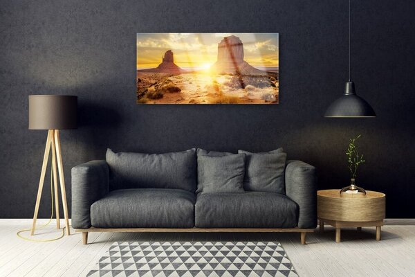 Obraz na skle Púšť slnko krajina 100x50 cm 2 Prívesky