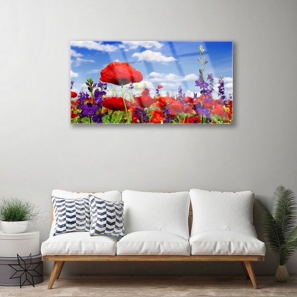 Obraz na skle Kvety 100x50 cm 2 Prívesky