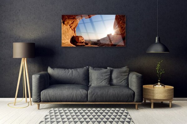 Obraz na skle Skala slnko krajina 100x50 cm 2 Prívesky